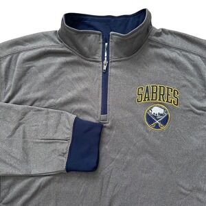 NHL Buffalo Sabres Pullover 1/4 Zip Long Sleeve‎ Gray Hockey Top Mens Large